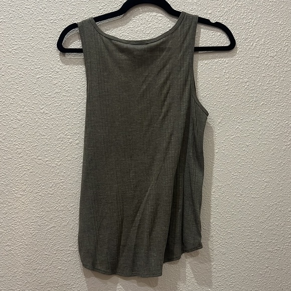 Dark Army Green side zip tank top - Picture 2 of 4